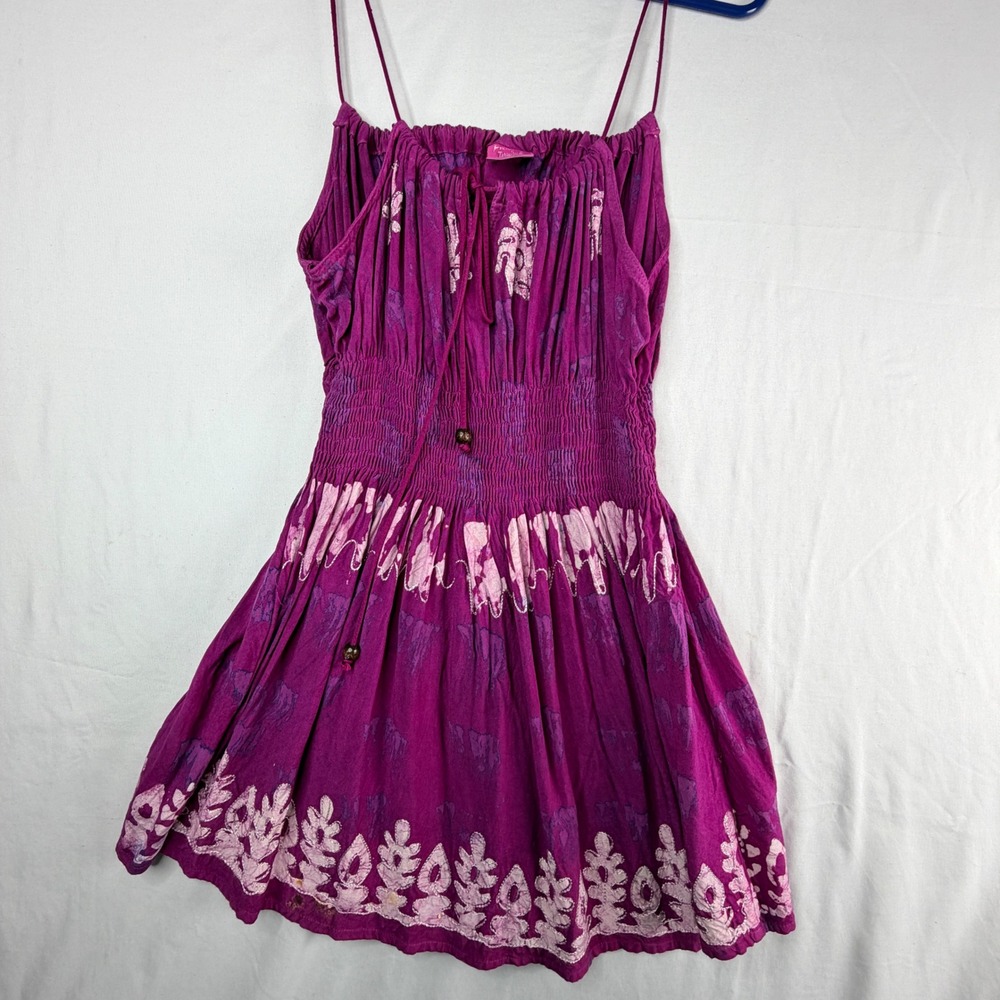 Fashion Terminal Mini Dress Free Size M Tie Dye Smocked Boho
